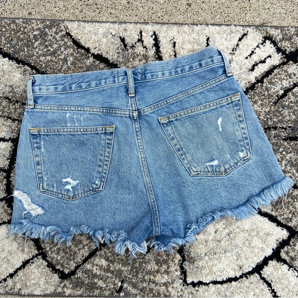 Agolde Parker Los Angeles Premium Distressed Light Blue Jean Shorts Size 27 - Picture 2 of 11